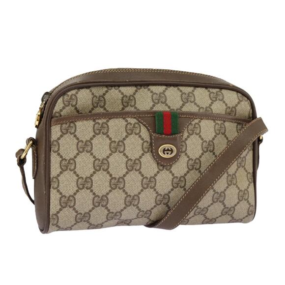 GUCCI GG Supreme Web Sherry Line Shoulder Bag Pvc Beige 116 02 089 - Picture 1 of 16
